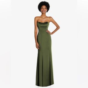 Strapless Princess Line Lux Charmeuse Mermaid Gown bridesmaid dress olive green